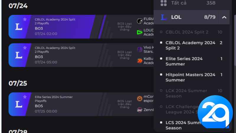 Thao tác cược E-sport Liên Minh Huyền Thoại trên 2Q
